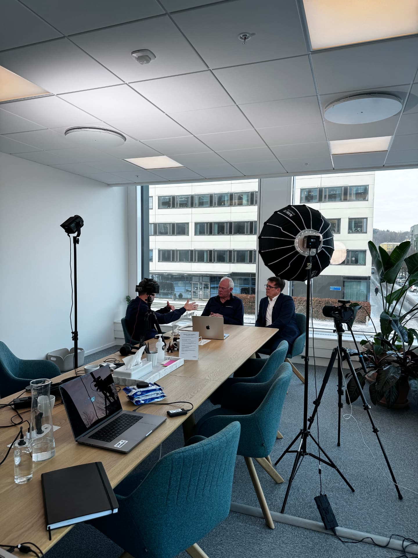 Filming a business meeting on location